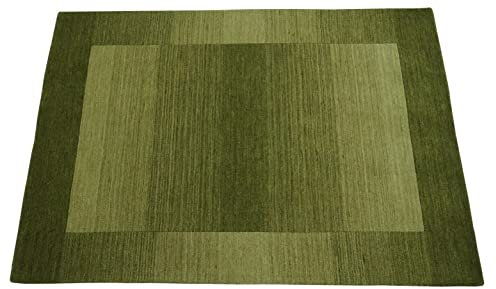 Alfombra verde 160 x 230 cm, 100% lana, alfombra oriental tejida a mano HT229