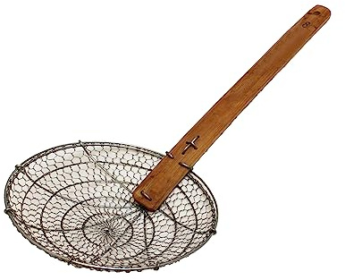 Thunder Group SLSKR108GV Skimmer, 8-1/4 Dia., 19-1/5 Long, Round, fine mesh Wire, Riveted Bamboo Handle, Galvanized Steel