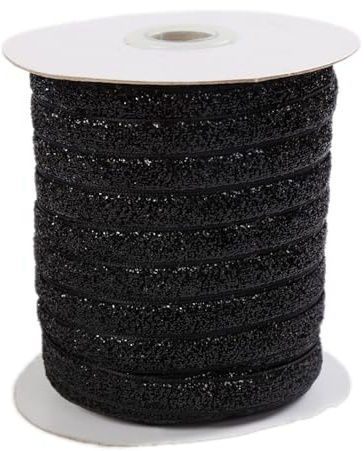 Whakano Samtband Glitzer Samt Dekoband Schleifenband Schmuckband Geschenkband,zum Verpacken von Geschenken,Nähen,Hochzeitsdekoration,Weihnachtsdekoration,Schwarz,1 cm x 50 Yards