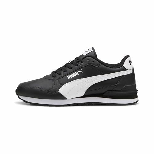 Puma unisex - vuxen ST Runner Leather Adult Sneakers, V4 BLACK- WHITE, 44 EU