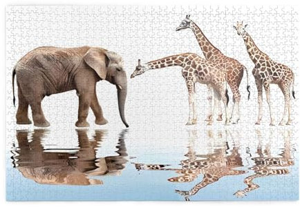 Giraffe und Elefant Druck 1000 Teile Puzzle Premium Holzpuzzle Geschenke Für Erwachsene Familie Hochzeit Abschluss Geschenk Vertikale Version