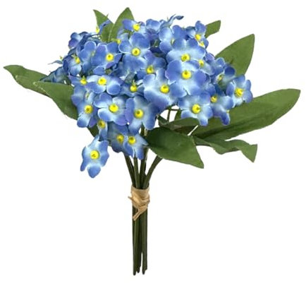 Floratexx Künstlicher Vergissmeinnicht-Strauß ca. 16cm BLAU. Kleiner Blumenstrauß Kunstblume Kleine künstliche Blume Tischdekoration