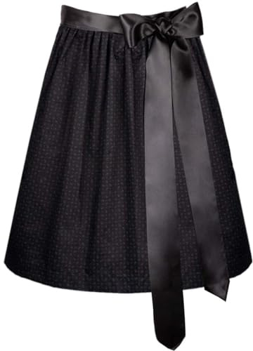 Goldschmidt Trachten Dirndlschürze Penelope | 58cm Länge schwarz Uni | Blümchen Schürze für 60cm Dirndl (42-44)