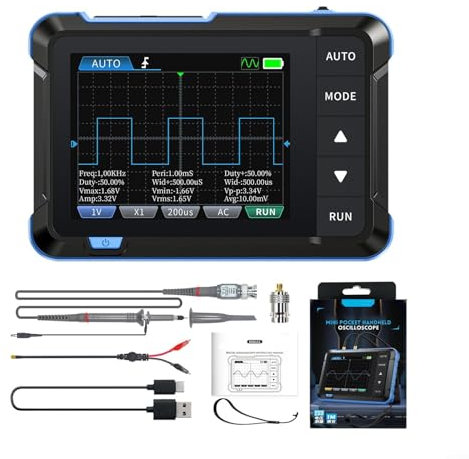 ZYWUOY DSO153 Handheld Oscilloscopes, 2 In 1 Portable Digital Oscilloscope Signal Generator 1MHz Bandwidth Multimeters, 5MS/s Sampling Rate(Upgraded)