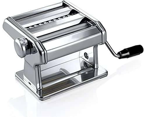 CCKUHN Nudelmaschine, manuelle Nudelmaschine, Edelstahl, abnehmbar, 6 einstellbare Stärkeeinstellungen, perfekt für Spaghetti, Teig, Knödelschalen (Verdickungs-Upgrade 2 Messer)
