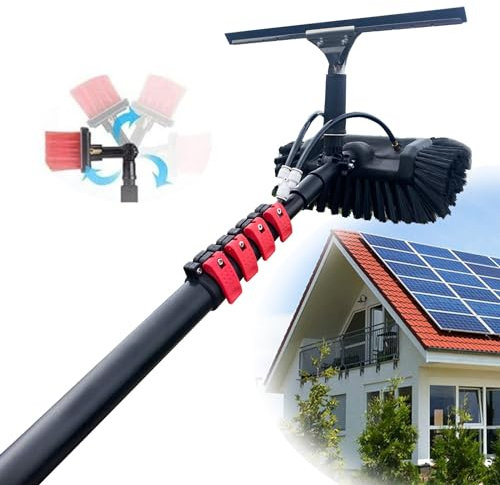 Fensterreiniger mit Teleskopgriff,Photovoltaik-Reinigung,Wasserführende Teleskopstange,5-Flächen-Bürste und Fensterwischer, Fensterreinigung Wintergarten Reinigungsset PV Anlage Reinigung(Size:39FT/12