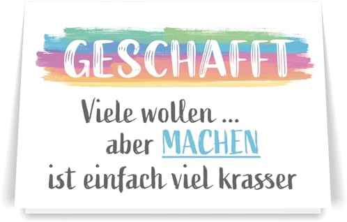 PICTALOO Glückwunschkarte zur bestandenen Prüfung – Machen ist krasser - Geschenk Abi Abitur, Ausbildung, Bachelor, Führerschein, Examen, Schulabschluss, Grußkarte Geschafft, witzige Karte Gratulation