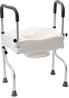 Toilettensitzerhöhung mit Armlehnen 11cm,WC Stzerhöhung für Senioren,Behinderten,Verstellbar,Weiß,Aluminiumlegierung