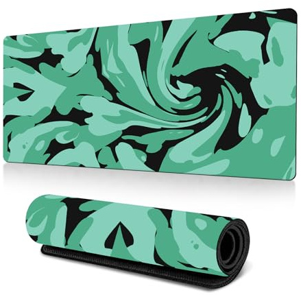 Hixingo Large Mouse Mat, Multicolor Swirl Gaming Mouse Pad, 3D Mouse Pad, Mousepad with Stitched Edges, Non-Slip Rubber Base Mouse Pads for Office & Home (Dark green,1200x600x3mm)