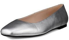 ECCO Women's Margot Plain Toe Ballerina, Pure Silver, 9-9.5