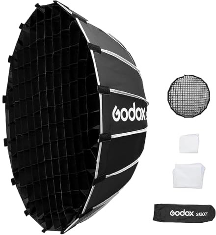 GODOX S120T Boîte à lumière 120 cm Godox S120T avec grille, parapluie à fermeture rapide, support Bowen standard, pliable et amovible pour studio Speedlite Monolight