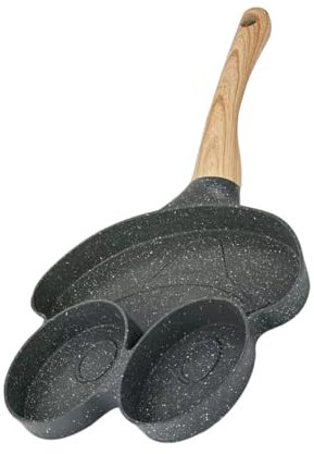 CIYODO Poêle à Œufs Pratique en Aluminium Bois, Multifonction, Noir