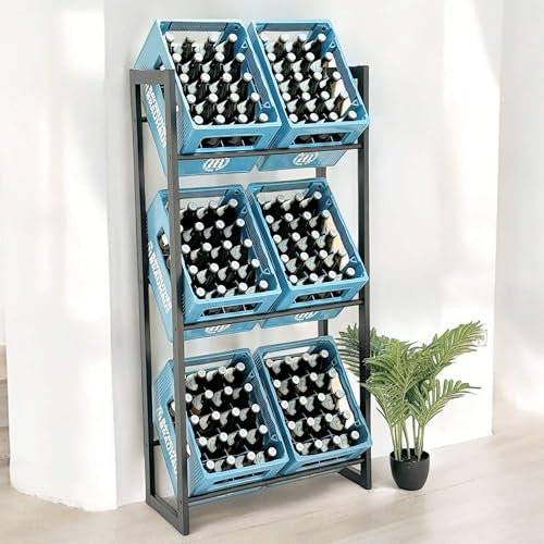 DanDiBo Getränkekistenregal 6 Kisten Schwarz Metall Stehend 96563 Getränkekistenhalter 71 cm Bierkistenregal Getränkekistenständer Flaschenkistenregal