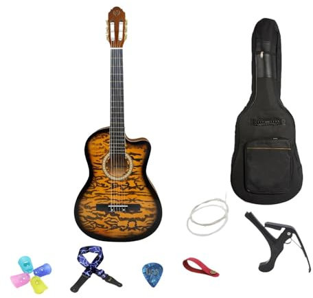 Hochwertige Akustikgitarre mit Nylonsaiten für Anfänger und Fortgeschrittene, Helles Gelb