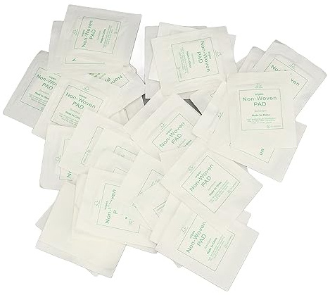 100 pièces tampon de lingette non tissé, tampon de gaze de premiers secours en plein air emballage individuel jetable gaze de lingette douce