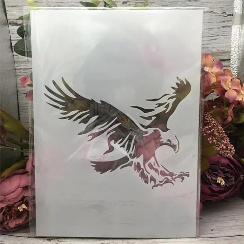 Schablonen zum Malen, A4, 29 cm, Adler, Beute, Vogel, wiederverwendbare Schablone zum Malen an Wänden, Möbeln, Basteln, Scrapbooking, Karten, Bodenzeichnungen, Heimdekoration