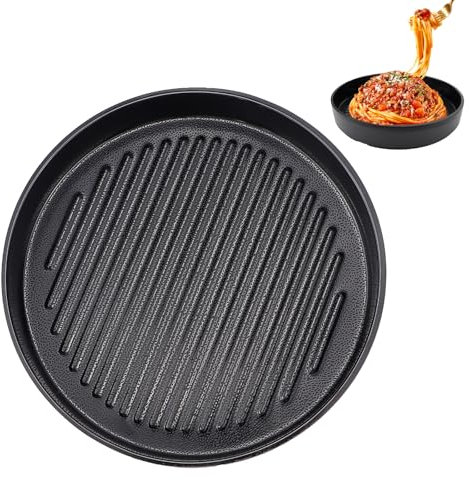 LNQ LUNIQI 1 assiette plate en plastique noir - Ronde - Assiette à salade profonde - Assiette à gâteau - Grande assiette à petit-déjeuner - Assiette de service pour famille, restaurant, camping,