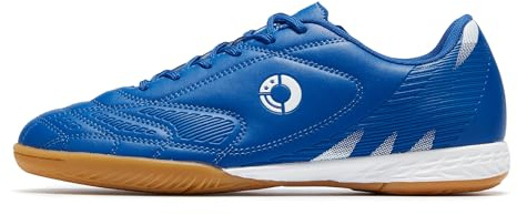 LEOCI Men's Indoor Football Shoes Adult Trainer Rubber Futsal Shoes for Athletic Flat Outsole Gym Training Sneaker Blue