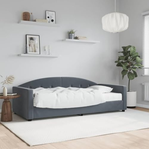 Homgoday Sofá Cama,Sofá Cama con colchón Terciopelo Gris Oscuro 90x200 cm Sofás de salón Cama Convertible en Cama