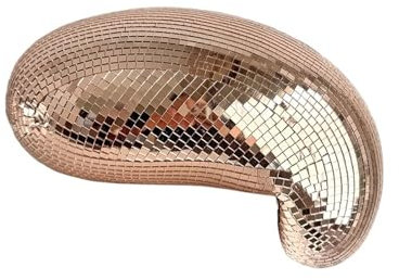CSSHNL Diskokugel 28cm geschmolzener Discokugel-Spiegel, reflektierend, Heimdekoration, handgefertigt, ästhetische Raumdekoration, schmelzende Spiegelkugel for Tischregal(Rose Gold)