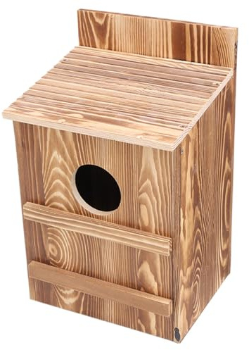 Eulen-Nistkasten, Eulenboxen für den Außenbereich, Nistkasten aus Holz, runde Öffnung, einfache Montage, großes Vogelhaus für Kornvögel, inklusive Schrauben