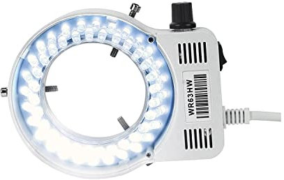 Lab Microscope Accessories 56 LED Adjustable Ring Light Illuminator Lamp Black White For Stereo Microscope Industrial Camera Magnifier 90V-260V Adapter(White)