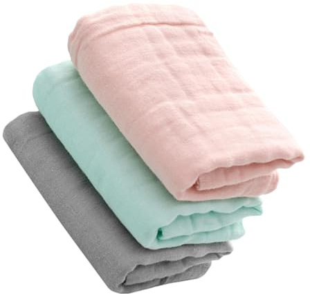 UTHCLO 3 Stck. Waschlappen aus Muslin Sanfte Saugfähige Tücher für Neugeborene als Spucktuch Schwitz und Gesichtstuch