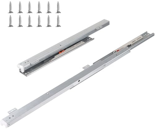 Steel sliding rail, 2 x 45 cm Schubladenschienen, Vollauszug 77 cm Schubladenauszug, Teleskopschienen Bodenmontage, Kaltgewalzter Stahl Für Weinregal, Glasvitrinen & Auszüge