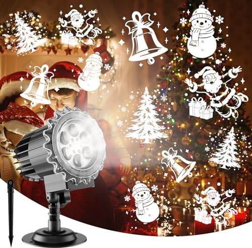 Projektor Weihnachten Aussen, Dynamische LED Weihnachten Projektor Lampe, Wasserdicht Weihnachtsbeleuchtung außen für Garten Fenster Wand Hof Party Weihnachtsdeko
