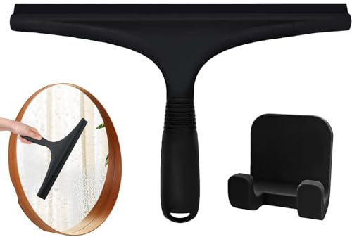 Limpiacristales de baño – Práctico limpiaparabrisas para ducha con ganchos | Escobilla limpiacristales compacta | Limpiaparabrisas reutilizable para puertas de ducha para cristales limpios