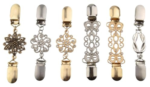 Strickjacke Clips, 6 Stück Cardigan Clip, Kleid Taillenstraffer, Legierung Cardigan Clip, Kragen Metallclip, Kette Kreative Schal Clips für Umhang Jacke Mantel für Damen und Mädchen