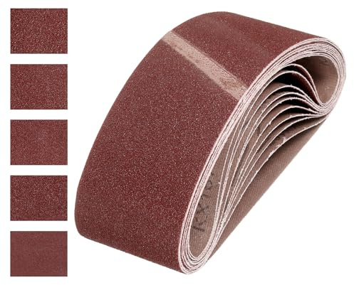 QUARKZMAN 76mm x 533mm Nastri Abrasivi, 10Pz 80/100/120/150/180 Grana Carta Vetrata per Levigatrice Ossido di Allumina Per Lavorazione Legno, Lucidatura Metalli, Affilatura Coltelli | Carta Vetrata, Ossido di Allumina, per Levigatrice, per Lavorazione Legno, Lucidatura Metalli, Affilatura Coltelli