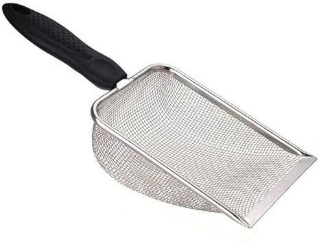 PIQIUQIU Pala per lettiera in acciaio inox, 27,5 x 10 cm, paletta per lettiera con manico ergonomico, 105 g, 2 x 2 mm Mesh
