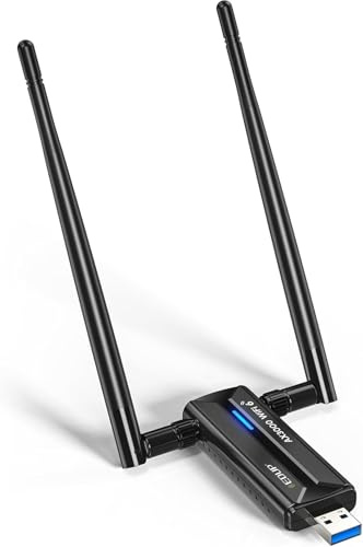 EDUP AX3000M USB WiFi 6E Adapter USB 3.0 Wireless WiFi Dongle Network Adapter 802.11AX Tri-Band 6GHz/5GHz/2.4GHz Dual 5dBi Antennas for PC Compatible with Windows 11/10 64Bits