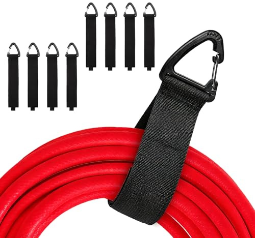 TMZELOA 8 pezzi nastro in fascetta in nastro a strappo cinghia con moschettone – moschettone in metallo M 35 cm 3,8 cm 22 kg – organizzatore di cavi organizzatore garage organizzatore officina