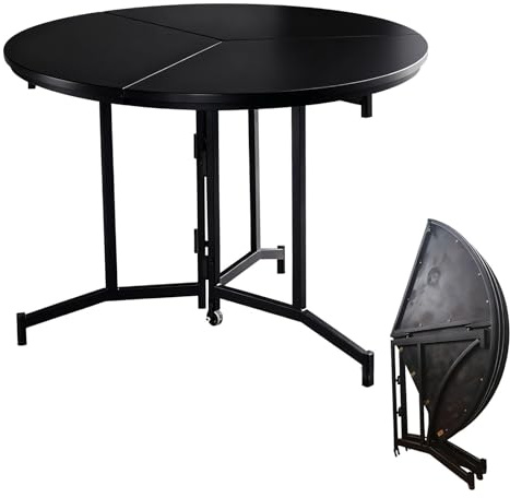 FaccioneerZ Tavolo Pieghevole Da Pranzo Tavolo Cucina Piano Da Tavolo Con Spessore E Robusto Telaio In Metallo Tavoli A Ribalta Mobile Per Piccoli Spazi TavoloRotondo 80 100 120cm Diametri(100cm)