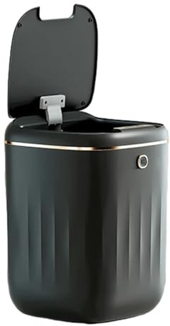 Cubo Basura Inteligente Papelera para el hogar, luz con Sensor automático, papelera inteligente de lujo IPX5, resistente al agua, alimentada por batería para cocina, baño y oficina(Black-Charge)