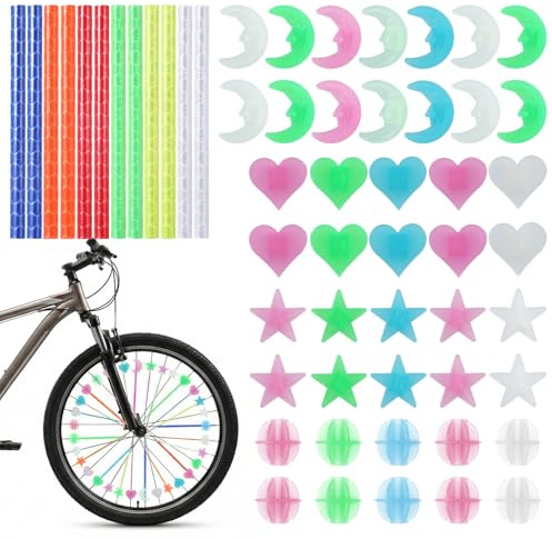 168 riflettori colorati a raggi per bicicletta, per bambini, set di adesivi riflettenti e decorazioni a stelle riflettenti per ragazze e ragazzi, riutilizzabili