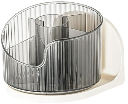 Organizer rotante per trucco, supporto da tavolo a 360 gradi, organizer per cosmetici antipolvere, robusto supporto per pennelli da trucco per la cura della pelle, accessorio da scrivania per bagno