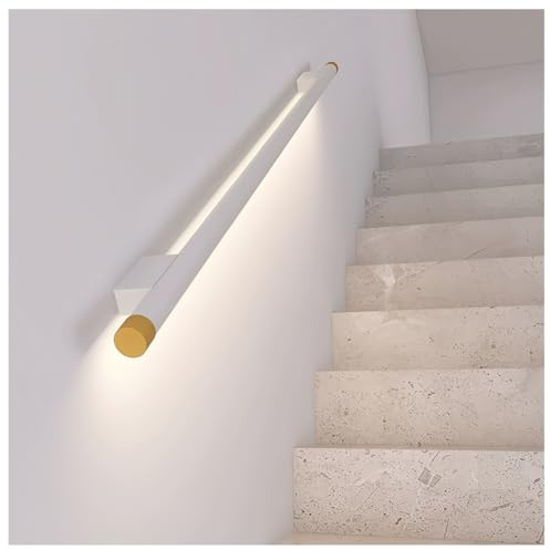 Corrimano Per Scale A LED Con Sensore Di Movimento, Corrimano Per Scale In Alluminio A Parete, Kit Moderno Per Corrimano E Barra Di Sostegno Per Scale, Barra Di Sostegno A Parete(Bianco,1 m/3.3 ft)