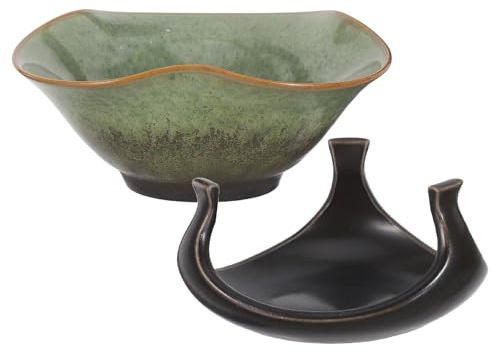 ARTSEWPLY Colador de Té de Cerámica Grande Malla Fina Filtro Reutilizable para Hojas Sueltas Infusor Vintage en Color Verde Estrellado Accesorio para Té Chino y Uso Diario