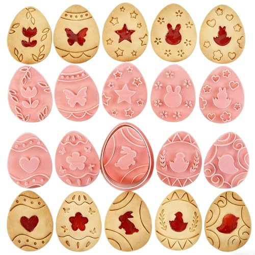 Easter Cookie Cutter Set, 10 Pcs 3D Egg Jam Biscuit Moulds