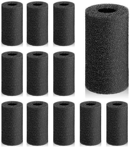 DOPENSPI 12 Stück Filterschwamm,8cm rund Vorfilterschwamm 22mm Lochdurchmesser Aquariumfilter Filter Zubehör Tank Pumpe Aquarium Vorfilter-Schwamm Schwarz Filterschwamm für Fisch Garnelen