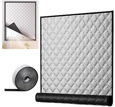 Kit de aislamiento de ventana,40 60 80 100 cm Autoadhesivo Película Aislante para Ventanas,Protege del Frio Cortinas Opacas,Reutilizable Kit de Aislamiento Térmico y Cortavientos(An120xAl120cm)