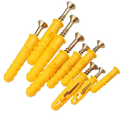 pluggar 10 mm M6M8M10 expansionsväggankare, pluggar, fästelement, nylon, självgängande, korsslitsskruv, ribbad, gul, gips (M8 x 135 mm (20 set))