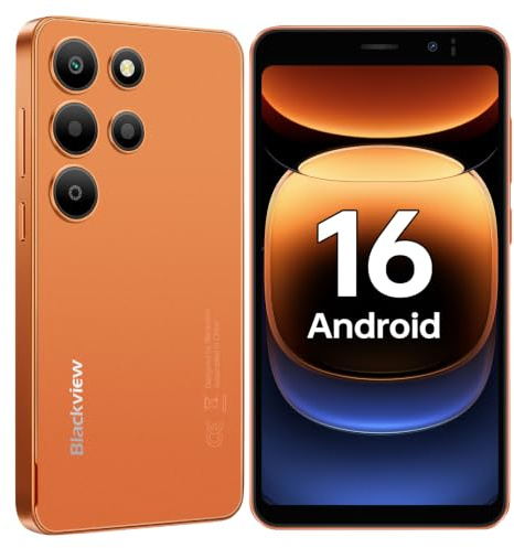 Blackview Wave 2C Smartphone Pas Cher Android 16 (2026), Écran 5, Orange