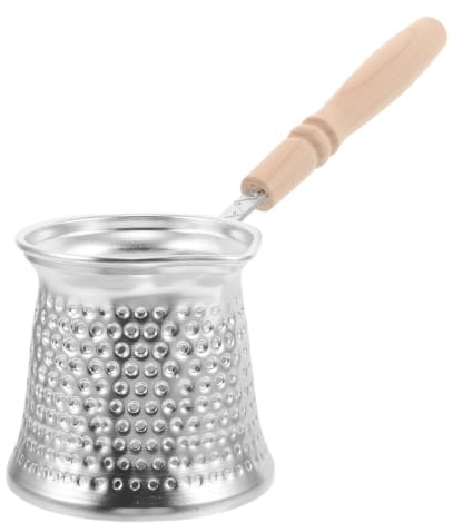 TOPBATHY Cafetera Turca de Cobre 350ml con Mango de Madera, Cafetera Árabe para Calentar Café Árabe en Casa y Oficina
