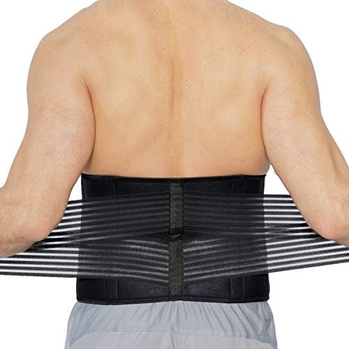 NEOtech Care Ceinture lombaire en néoprène avec sangles de compression doubles, support au bas du dos - Soutien vertèbres (Noire, Taille XXL)