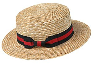 BABEYOND Mens Brim Boater Hat Gatsby Straw Panama Hat Fedora Summer Beach Sun Hat 20s Costume Accessories Red Black