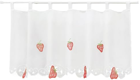 Joyswahl Scheibengardine Voile Bistrogardine mit Früchten Motive »Carla« Transparente Gardine Stores HxB 45x120cm Erdbeere 1er Pack